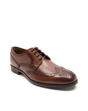 men round-toe slip-on brogues