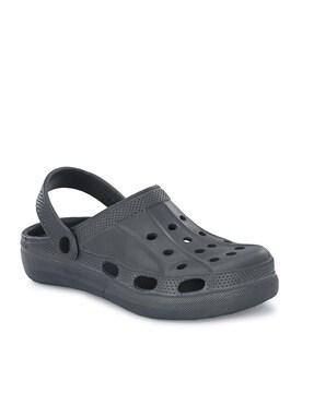 men round-toe slip-on clogs