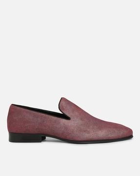 men round-toe slip-on loafers