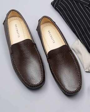 men round-toe slip-on loafers