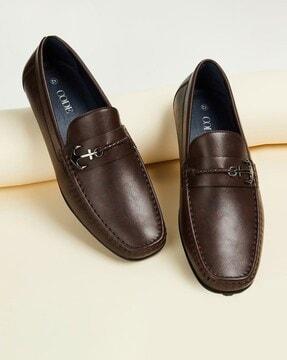 men round-toe slip-on loafers