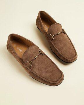 men round-toe slip-on loafers