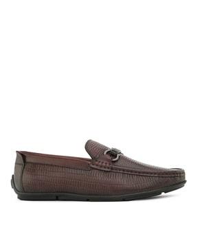 men round-toe slip-on loafers