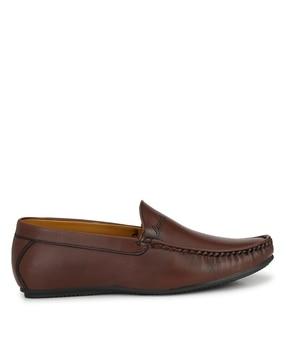 men round-toe slip-on loafers