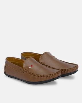 men round-toe slip-on loafers