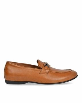 men round-toe slip-on loafers