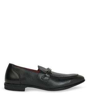 men round-toe slip-on loafers