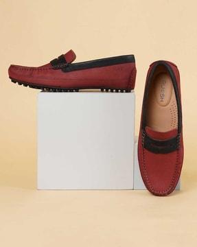 men round-toe slip-on loafers