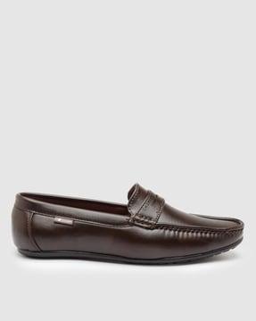 men round-toe slip-on loafers