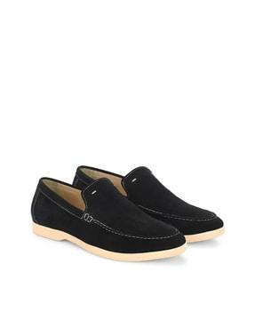 men round-toe slip-on loafers