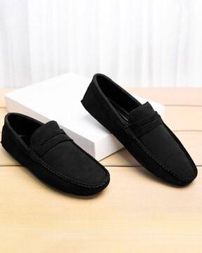 men round-toe slip-on loafers