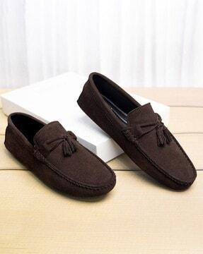 men round-toe slip-on loafers