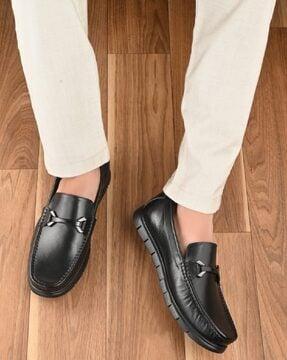 men round-toe slip-on loafers