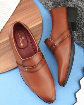 men round-toe slip-on mocassins