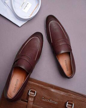 men round-toe slip-on mocassins