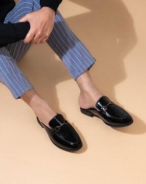 men round-toe slip-on mules