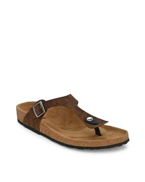 men round-toe slip-on sandals