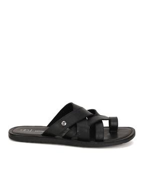 men round-toe slip-on sandals