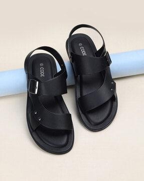 men round-toe slip-on sandals