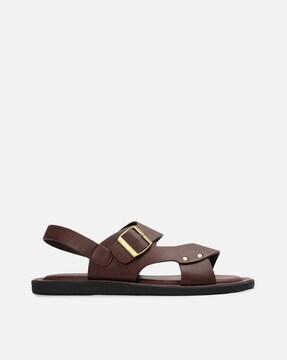 men round-toe slip-on sandals