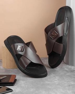 men round-toe slip-on sandals