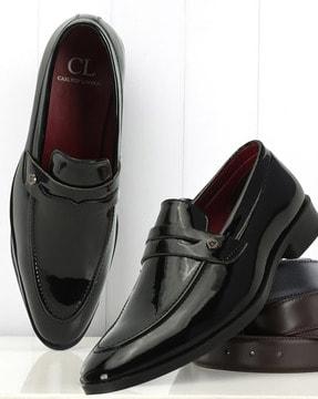 men round-toe slip-on shoes