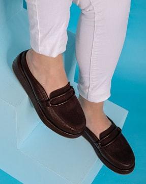 men round-toe slip-on shoes