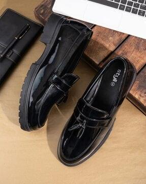 men round-toe slip-on shoes