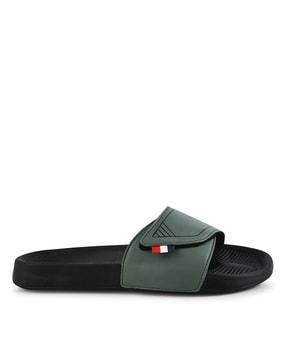 men round-toe slip-on slides