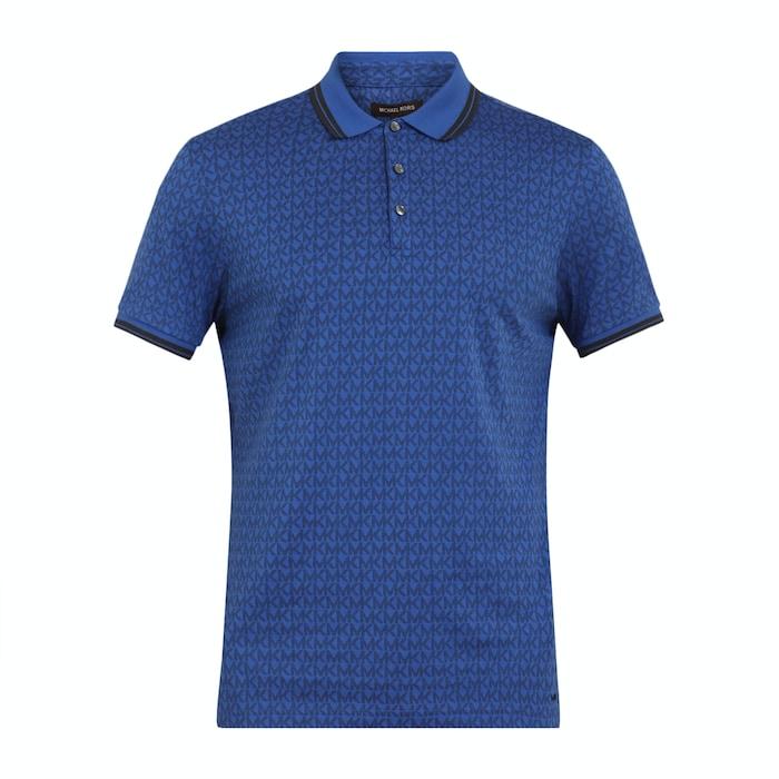 men royal blue all-over mk monogram polo