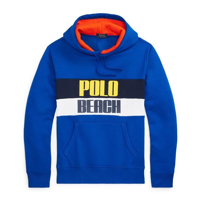 men royal blue polo beach hoodie