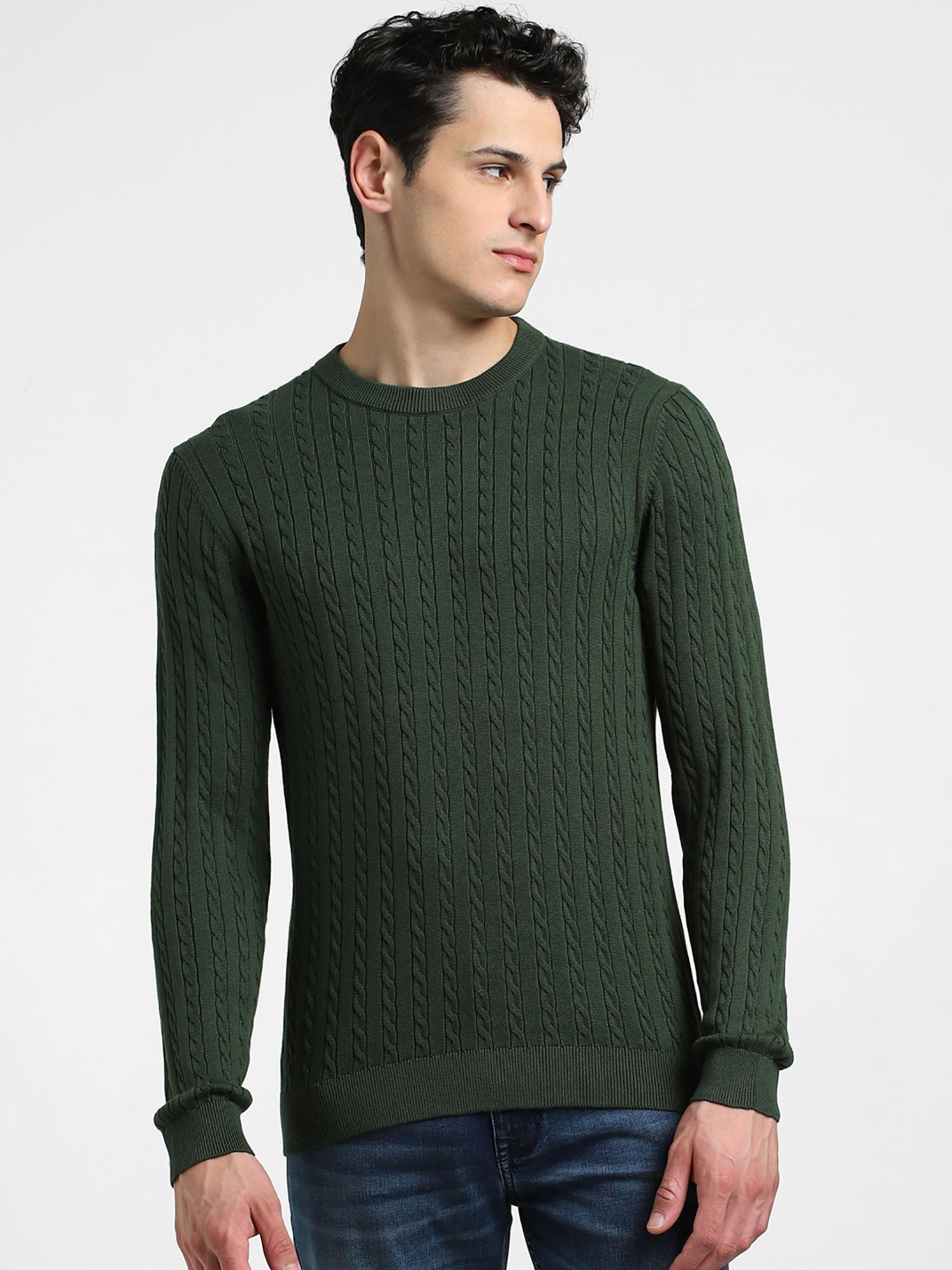 men self design green sweater