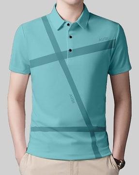 men self-design regular fit polo t-shirt