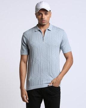 men self-design regular fit polo t-shirt
