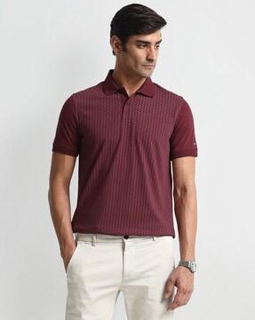 men self-design regular fit polo t-shirt