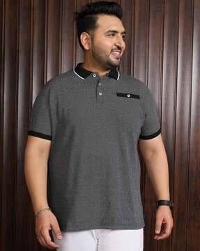 men self-design regular fit polo t-shirt