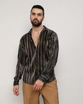 men self-design regular fit shirt