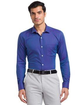 men self-design slim fit shirt