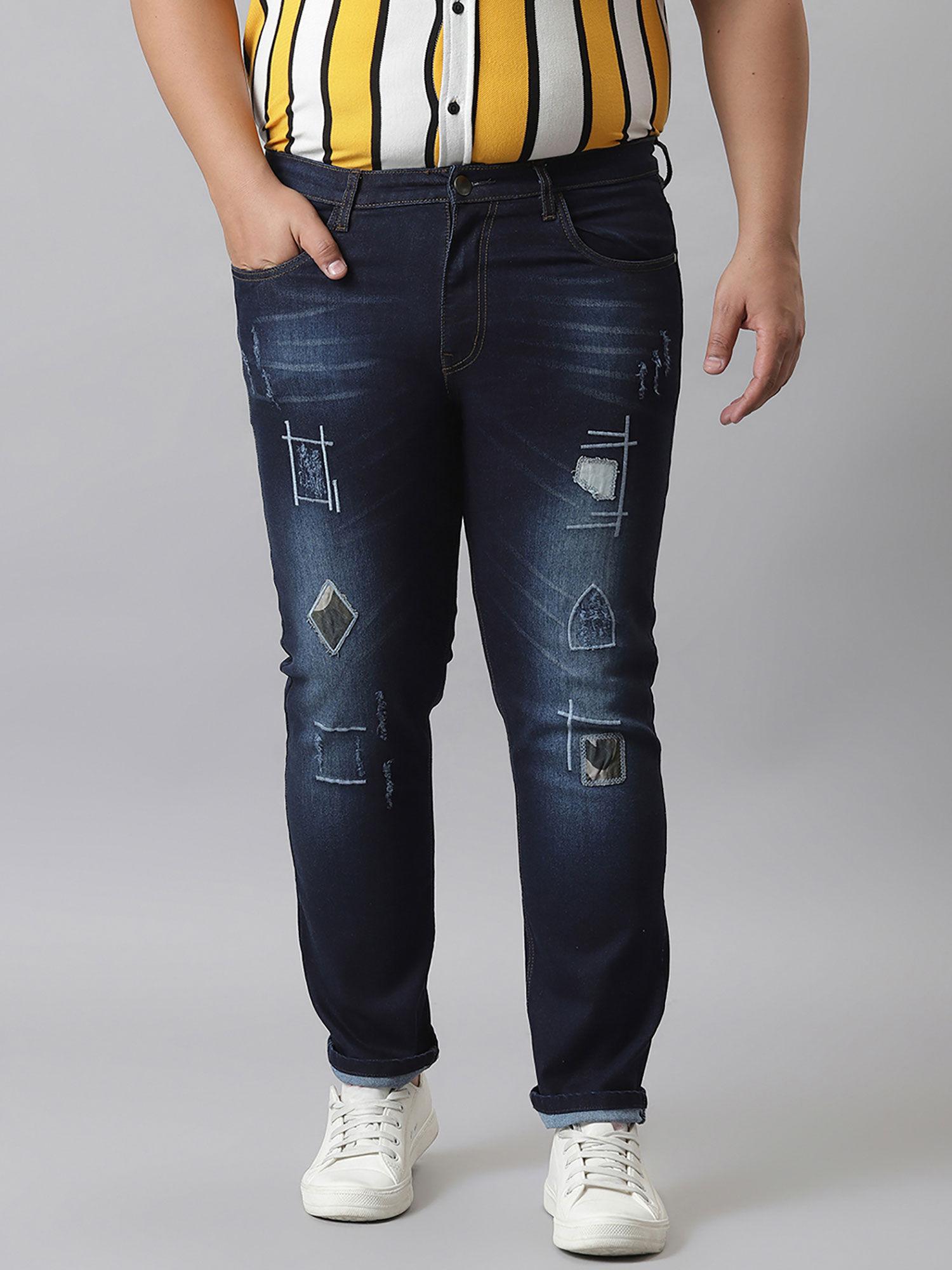 men self design stylish casual denim jeans