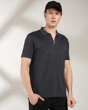 men self-stripes regular fit polo t-shirt