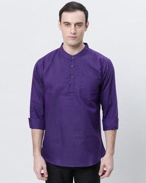 men short kurta with patch pocket