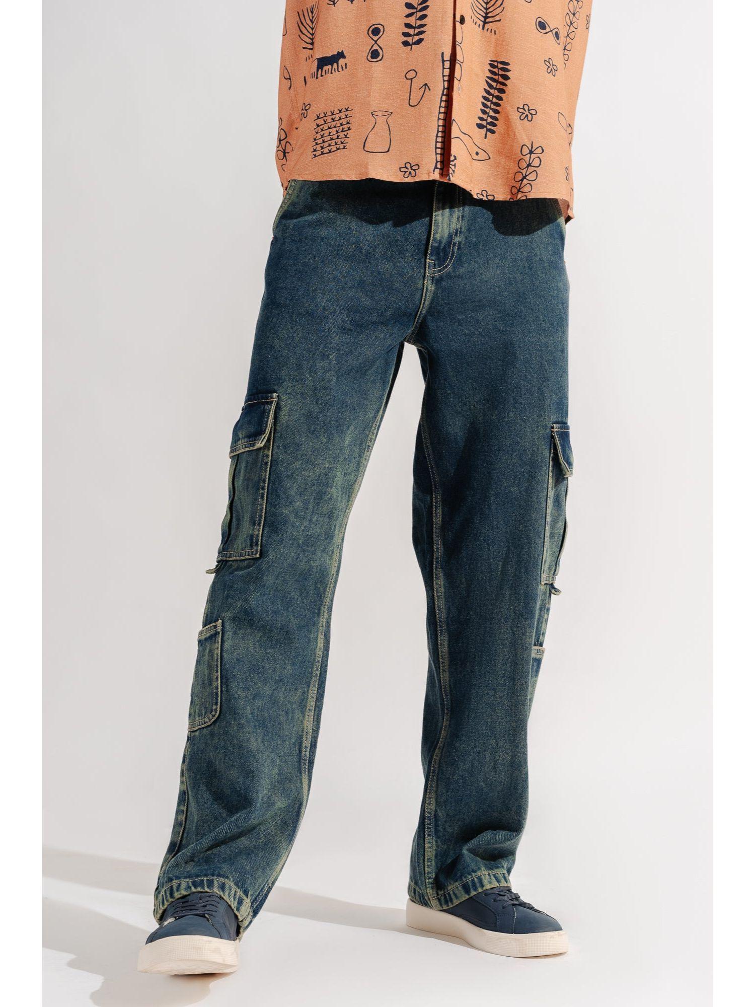 men side pocket cargo jeans