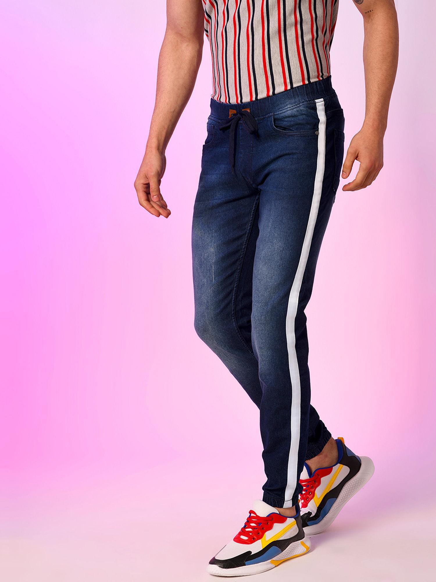 men side striped stylish casual denim jeans