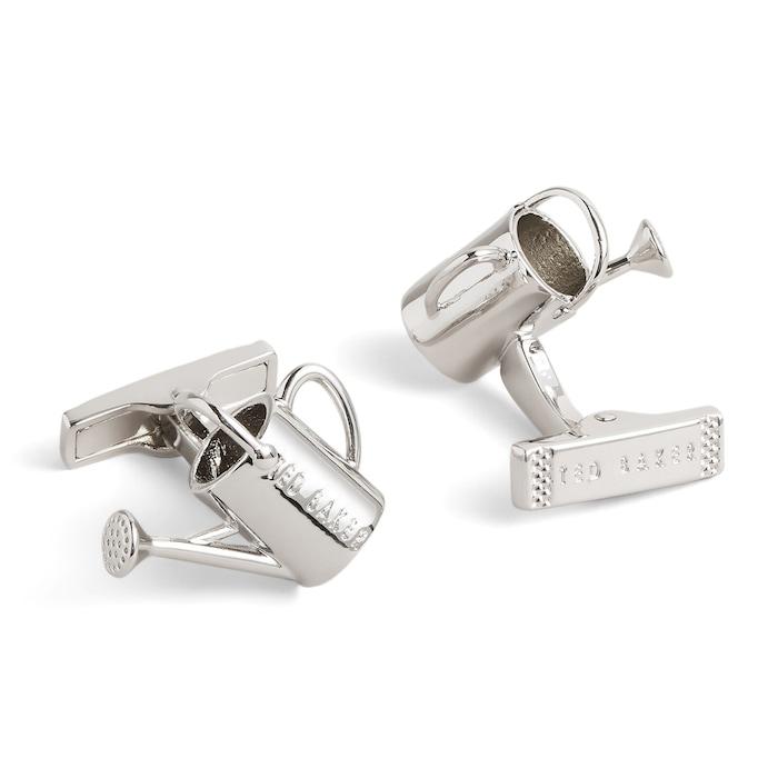 men silver watering can cufflink and lapel pin set