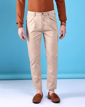 men single-pleat slim fit chinos