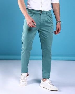 men single-pleat slim fit chinos