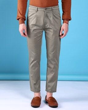 men single-pleat slim fit chinos