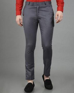 men single-pleat slim fit pants