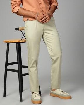 men single-pleated slim fit trousers