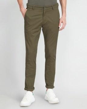 men skinny fit flat-front chinos